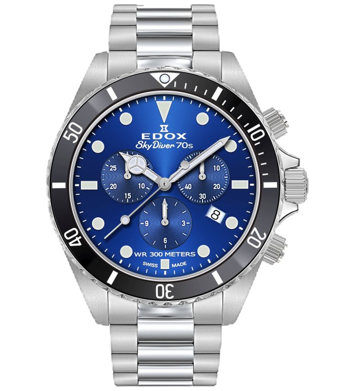EDOX SKY DIVER 70'S CHRONOGRAPH 44MM MEN'S WATCH 10238 3NM BUI