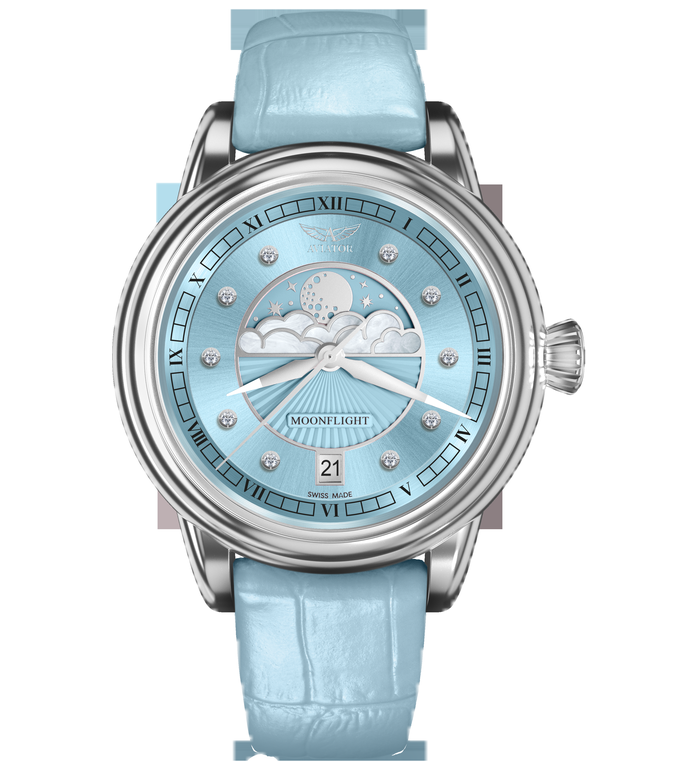 ЧАСОВНИК АVIATOR DOUGLAS MOONFLIGHT DIAMONDS 36MM V.1.33.0.359.4