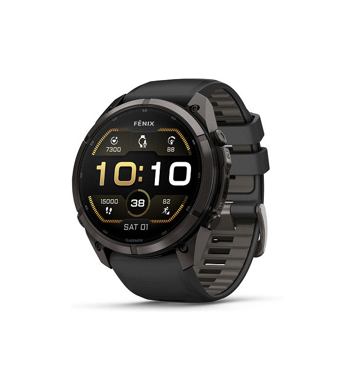 Garmin Fenix 9 Pro Carbon Gray DLC Titanium с Black/Pebble Grey силиконова каишка 010-04337-16