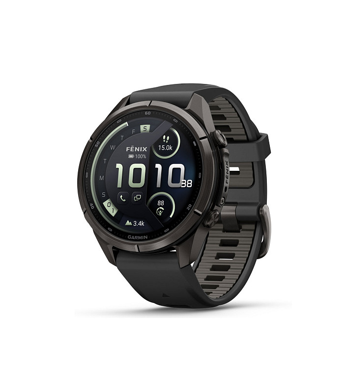Garmin Fenix 9 Pro inReach Carbon Gray DLC Titanium с Black/Pebble Grey силиконова каишка 010-04335-11