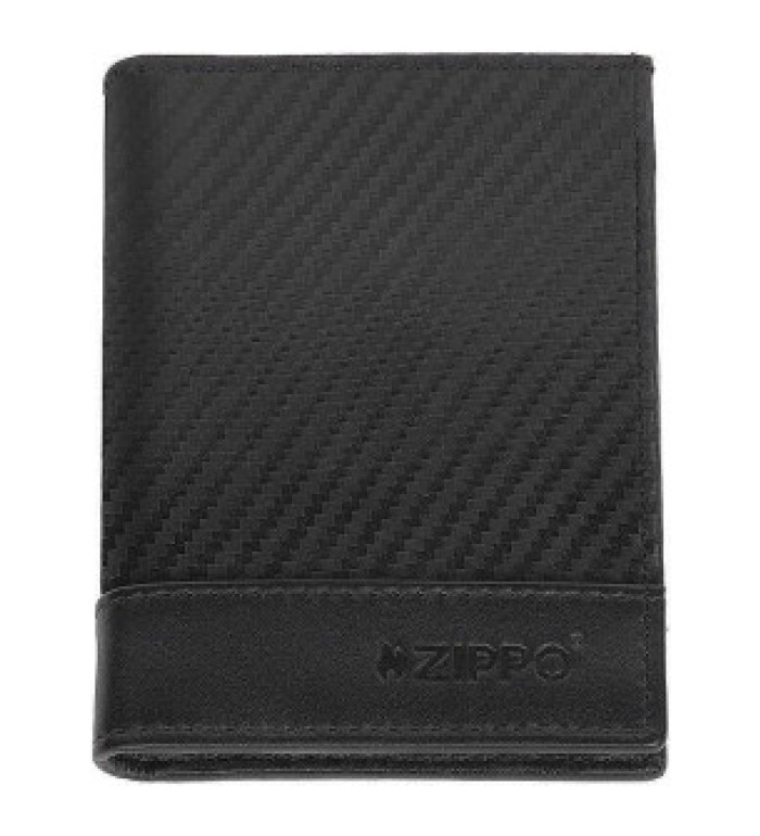 Вертикален мъжки портфейл Zippo - Carbon, Rfid защита, черен