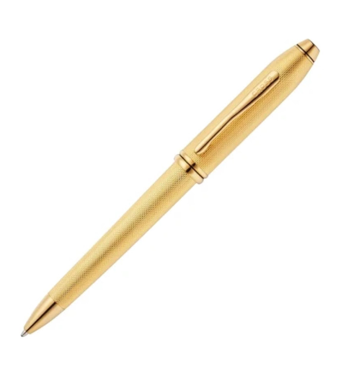 Химикалка Cross Townsend - Polished 23KT Gold Plated Engraved Diamond Pattern