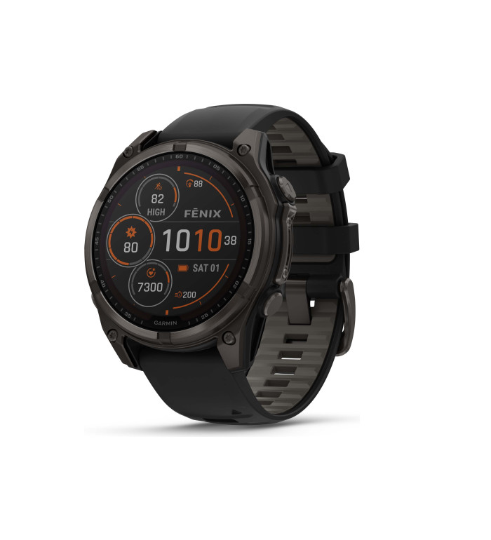 GARMIN FENIX 8 47MM SOLAR SAPPHIRE CARBON GRAY DLC TITANIUM С BLACK/PEBBLE GRAY СИЛИКОНОВА КАИШКА 010-02906-11