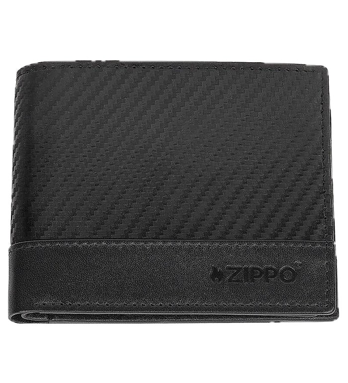 Мъжки портфейл Zippo -  Carbon, с монетник, RFID защита, черен