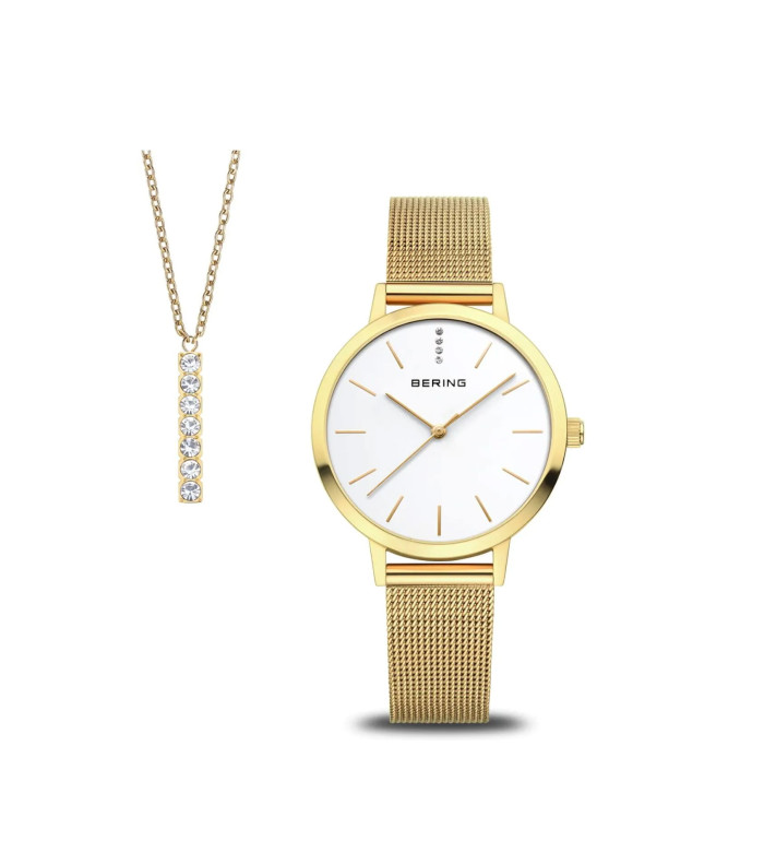 Дамски сет часовник и колие Bering Classic 13434-334-GWP