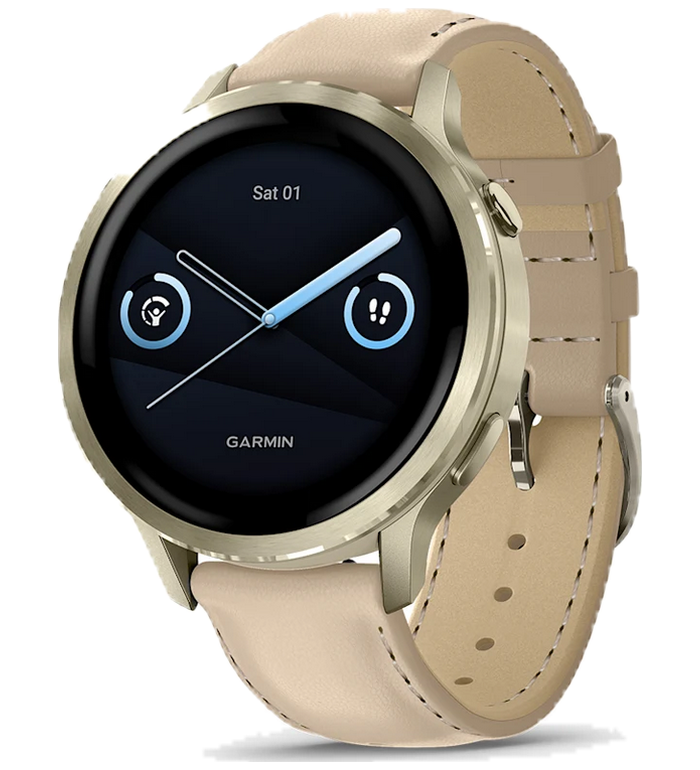 ЧАСОВНИК GARMIN VENU 4 41ММ LUNAR GOLD С LIGHT SAND КОЖЕНА КАИШКА 010-03013-03