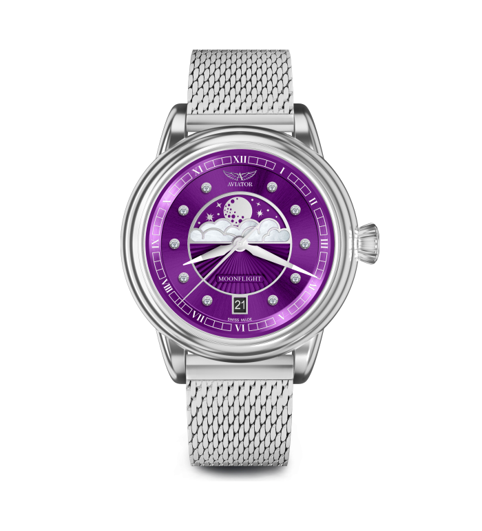 ЧАСОВНИК AVIATOR DOUGLAS MOONFLIGHT DIAMONDS 36M V.1.33.0.361.5