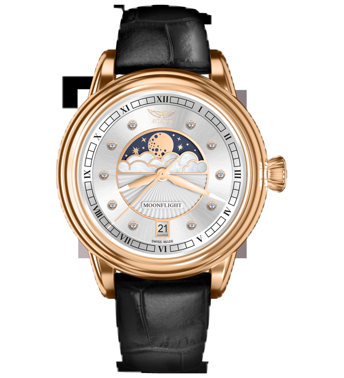 ЧАСОВНИК AVIATOR DOUGLAS MOONFLIGHT DIAMONDS 36MM V.1.33.2.382.4