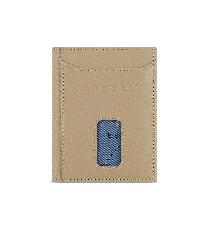 Кожен портфейл Bugatti - Bugatti Secure Slim Special Zip Mini, бежов