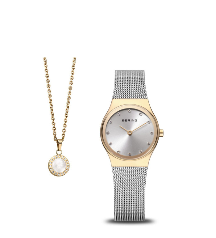 Дамски сет часовник и колие Bering Classic 12924-001G