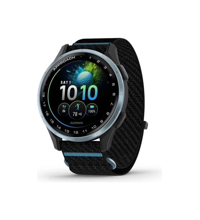 GARMIN APPROACH® J1 47 ММ GPS СМАРТ ЧАСОВНИК С CLOUD BLUE АЛУМИНИЕВ БЕЗЕЛ И BLACK/AZURE COMFORTFIT КАИШКА 010-03898-00