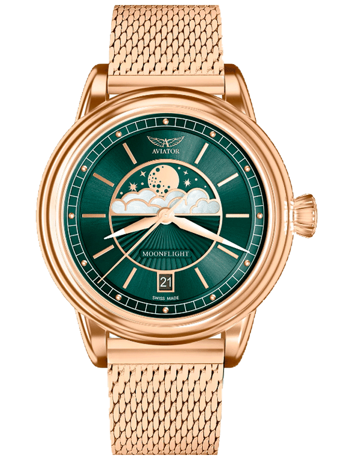 ЧАСОВНИК AVIATOR DOUGLAS MOONFLIGHT 36MM V.1.33.2.263.5