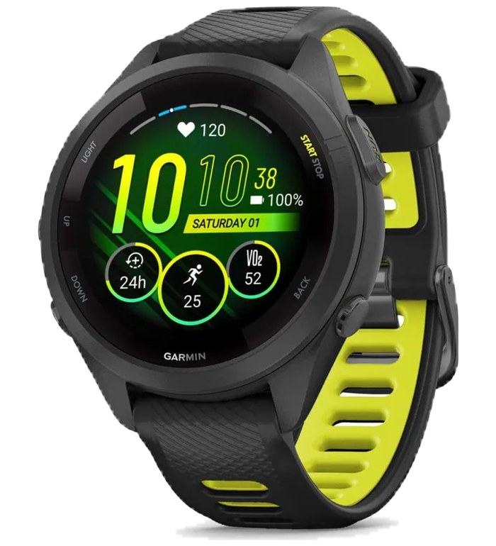 Forerunner® 265S - Black безел и корпус с Black/Amp Yellow силиконова каишка