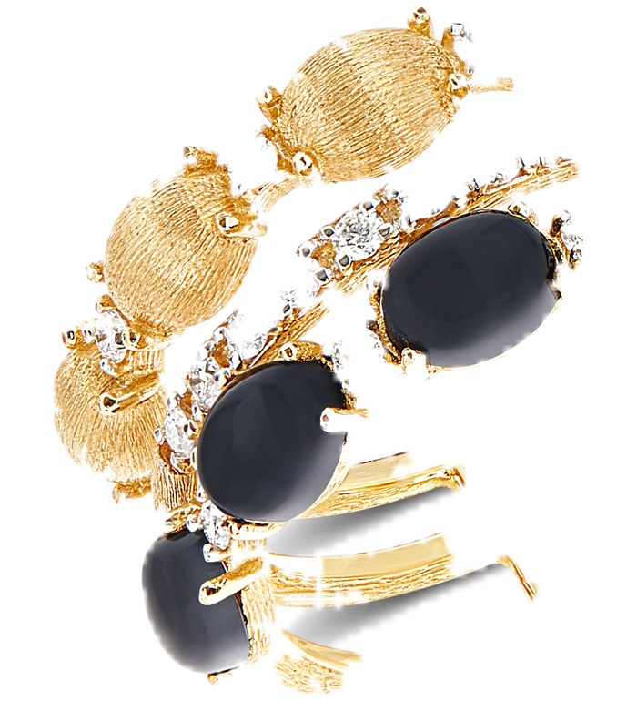 NANIS DANCING MYSTERY BLACK ONYX ПРЪСТЕН ОНИКС, ДИАМАНТИ AS31-597