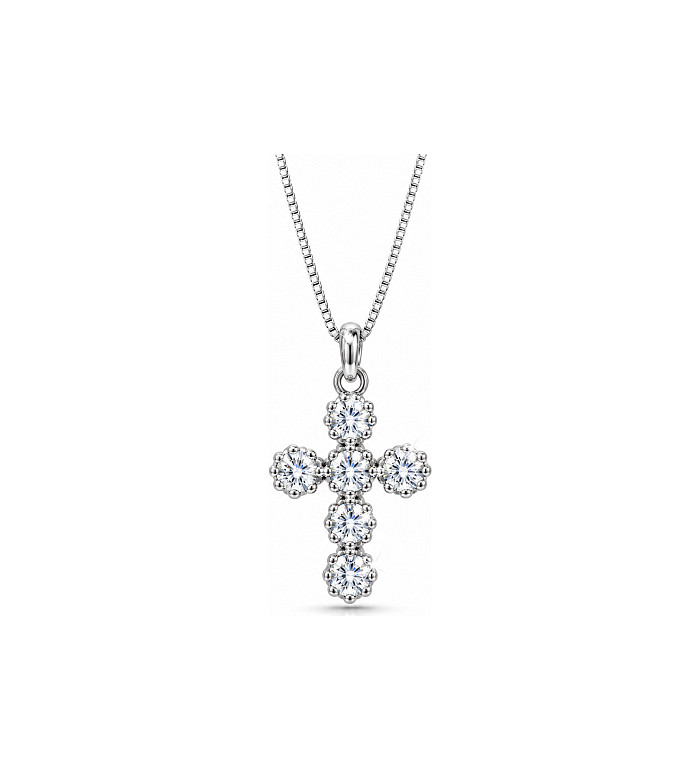 COMETE AMBROSIA gold necklace cross with zirconia AGZ396