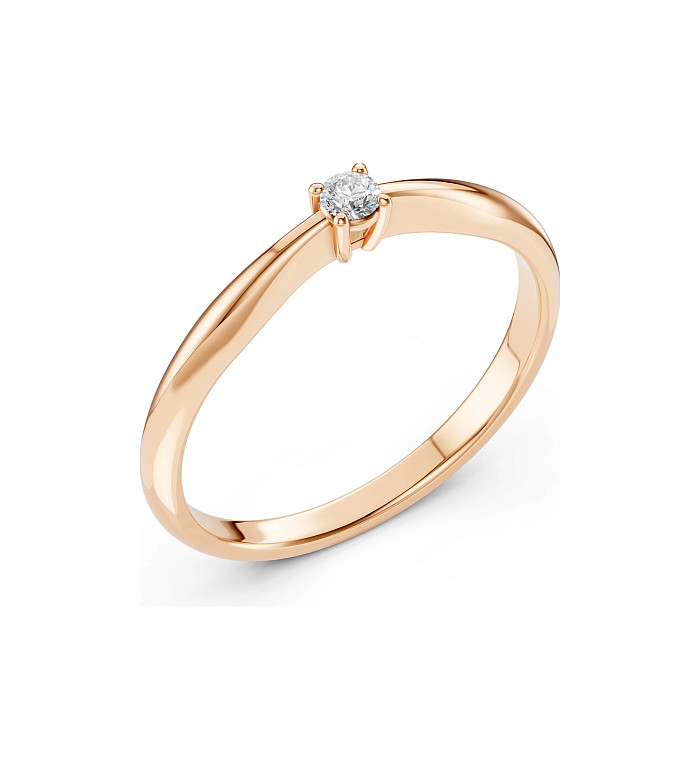 Cara пръстен с диамант 0.10 ct – ЗЛАТНО БИЖУ 14К K101-10021R(3.0)/14K