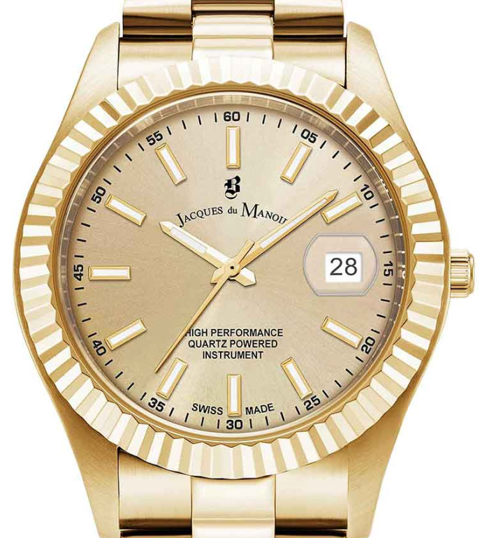 Jacques du Manoir Inspiration Business Date Gold Tone JWG03002