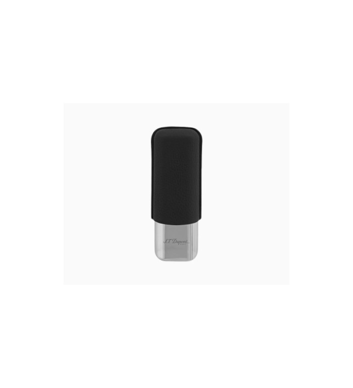 Калъф за 2 пури S.T.Dupont BLACK GRAINED AND CHROME DOUBLE CIGAR CASE 183260