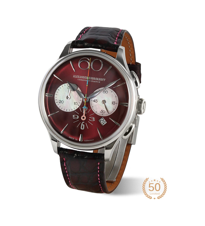 Часовник ALEXANDER SHOROKHOFF Happy Second Bordeaux 42mm Limited edition 50pcs AS.HS-06