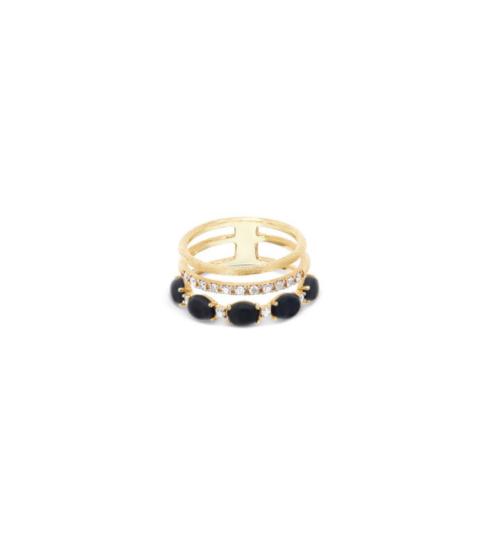 NANIS DANCING MYSTERY BLACK ONYX ПРЪСТЕН ОНИКС, ДИАМАНТИ AS32-597