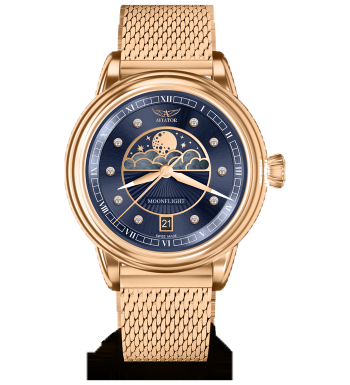 Часовник AVIATOR DOUGLAS MOONFLIGHT DIAMONDS 36M V.1.33.2.380.5