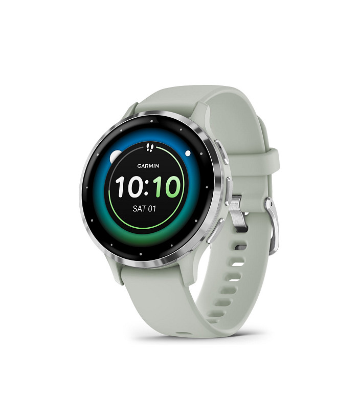 Garmin Venu 3S Silver безел със Sage Grey корпус и силиконова каишка 010-02785-01