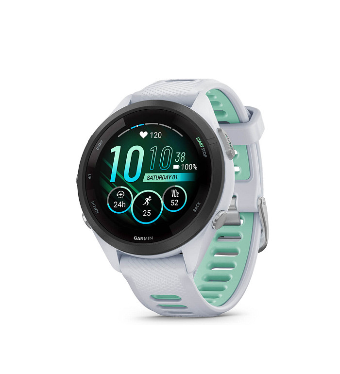 Garmin Forerunner 265S Black bezel with Whitestone case and Whitestone/Neo Tropic silicone strap 010-02810-14