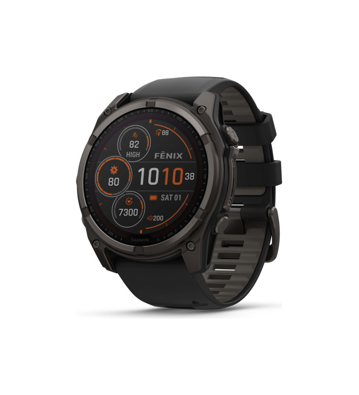 GARMIN FENIX 8 51MM SOLAR SAPPHIRE CARBON GRAY DLC TITANIUM С BLACK/PEBBLE GRAY СИЛИКОНОВА КАИШКА 010-02907-11