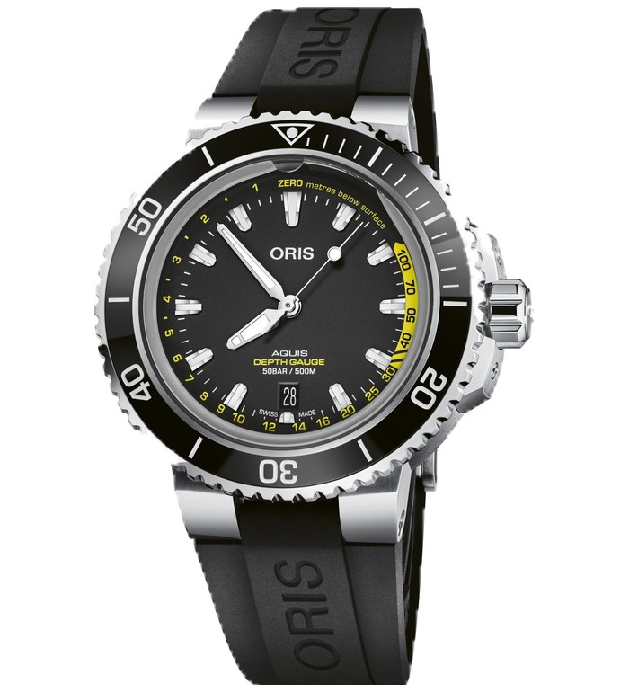 ORIS AQUIS DIVING DEPTH GAUGE 45.80MM 733 7755 4154-Set RS