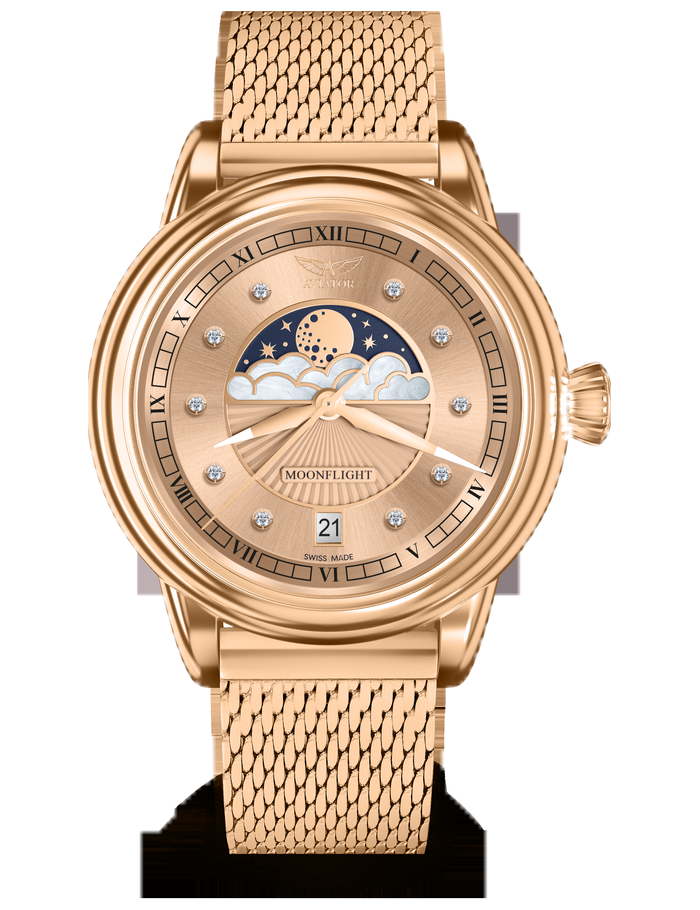 Часовник AVIATOR DOUGLAS MOONFLIGHT DIAMONDS 36M V.1.33.2.383.5