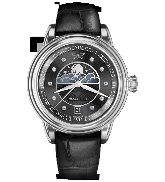 ЧАСОВНИК АVIATOR DOUGLAS MOONFLIGHT DIAMONDS 36MM V.1.33.0.381.4