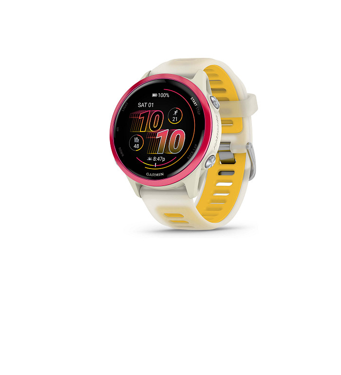Garmin Forerunner 570 Raspberry Aluminium with Translucent Bone/Mango strap 010-02970-02