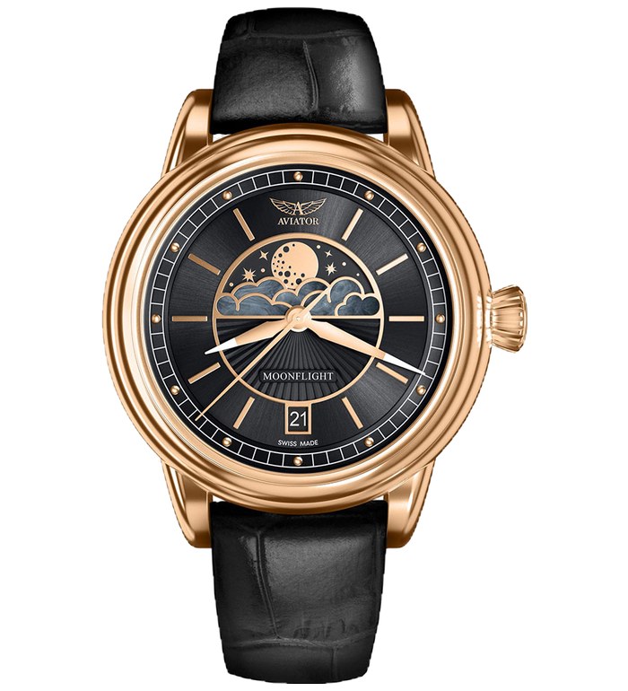 ЧАСОВНИК  AVIATOR DOUGLAS MOONFLIGHT 36MM V.1.33.2.253.4