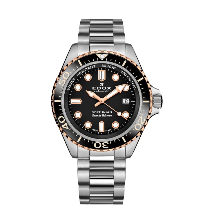 EDOX NEPTUNIAN GRANDE RÉSERVE DATE AUTOMATIC 42MM MEN'S WATCH 80801 3NRM NIR