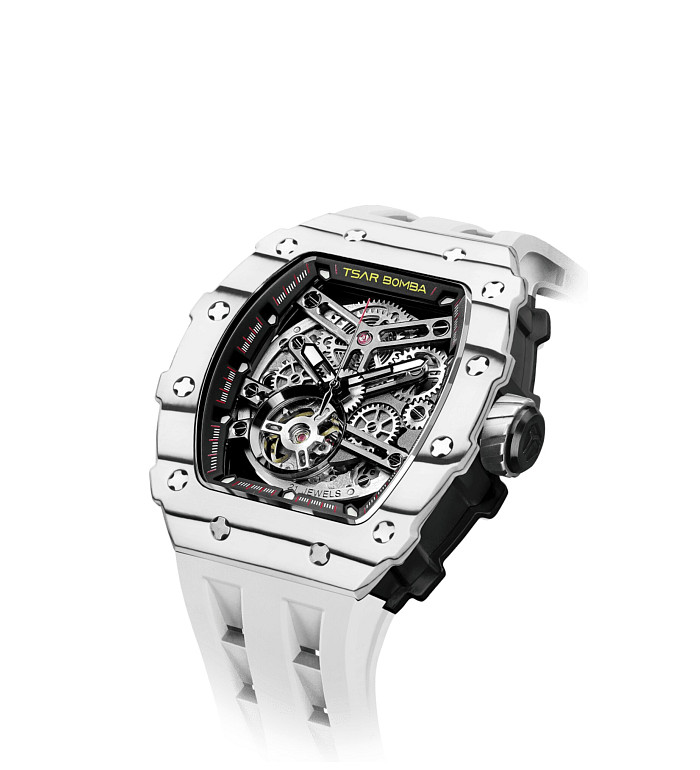 TSAR BOMBA T-Elemental Carbon Fiber Automatic Ceramic Elite White TB8208CF-35