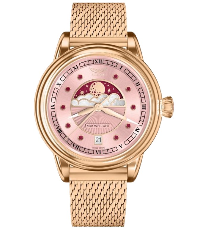 ЧАСОВНИК АVIATOR DOUGLAS MOONFLIGH GEMSTONE EDITION RUBY 36MM V.1.33.2.418.5