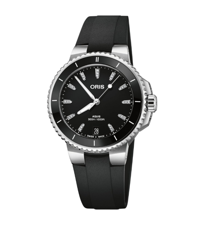 ORIS AQUIS DATE DIAMONDS 36.5MM 733 7792 4194-07 4 19 64FC