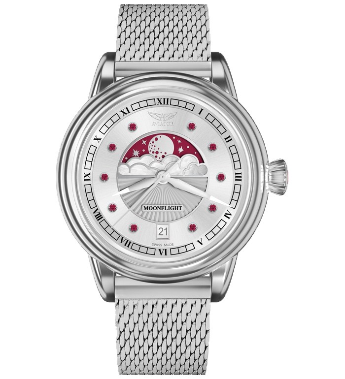 ЧАСОВНИК АVIATOR DOUGLAS MOONFLIGHT GEMSTONE EDITION RUBY 36MM V.1.33.0.419.5