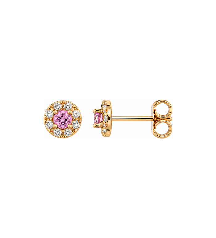 Cara Diamanti gold earrings with diamonds and pink sapphire BB0364ZR