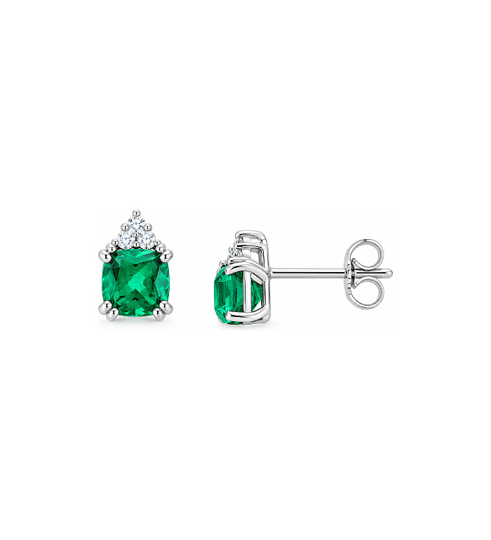 COMETE gold earrings with diamonds and emerald ORB991
