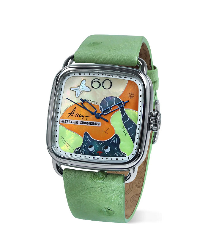 ALEXANDER SHOROKHOFF AVANTGARDE BLACK CAT AUTOMATIC 36X36MM LIMITED EDITION 19PCS AS.APV-BCA