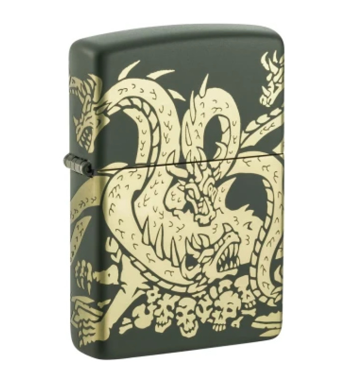 Запалка Zippo - Dragon Design Green Matte Laser 360°