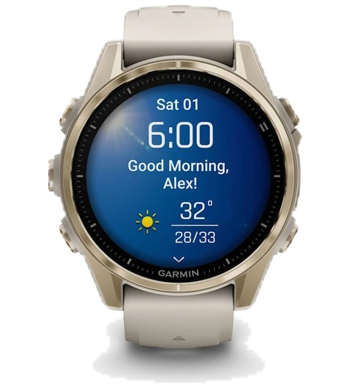 GARMIN FENIX 8 43MM AMOLED SAPPHIRE SOFT GOLD С FOG GRAY/DARK SANDSTONE СИЛИКОНОВА КАИШКА 010-02903-11